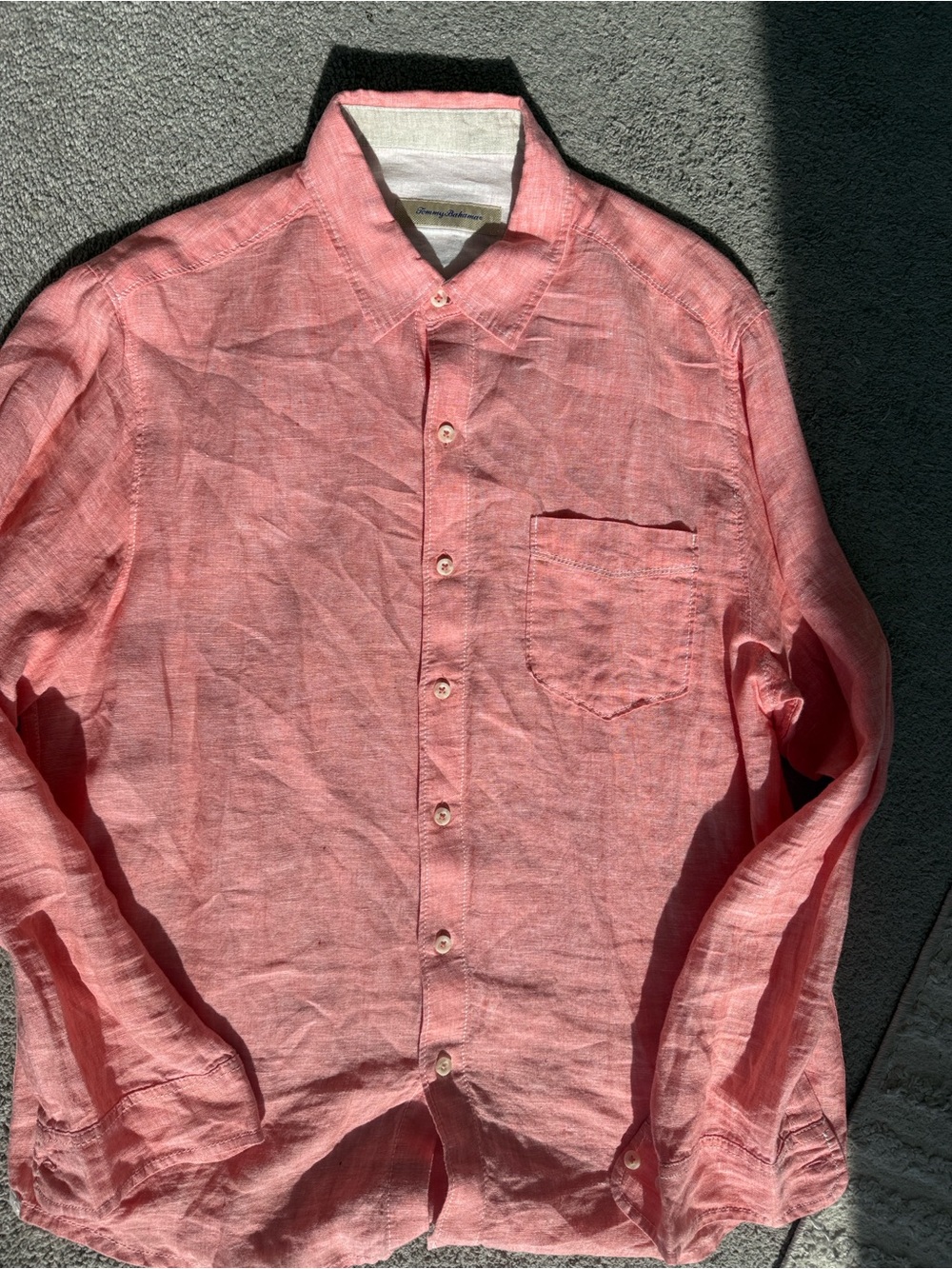 Tommy Bahama Coral Pink Linen Button-Down Shirt